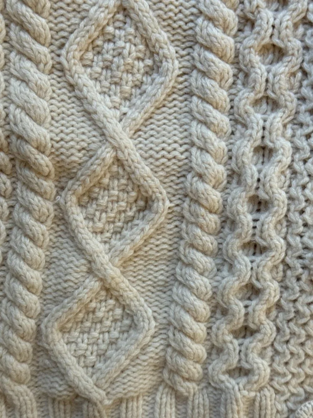 Garnet Hill Cream Fisherman's Cardigan Sweater - Picture 5 of 9